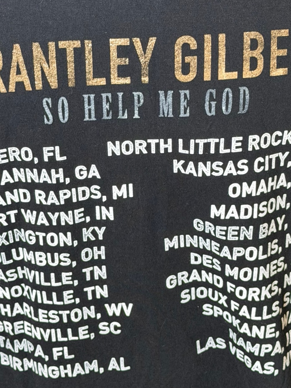 'So Help Me God' Tour Brantley Gilbert Concert Black Graphic Tee - Picture 2 of 5